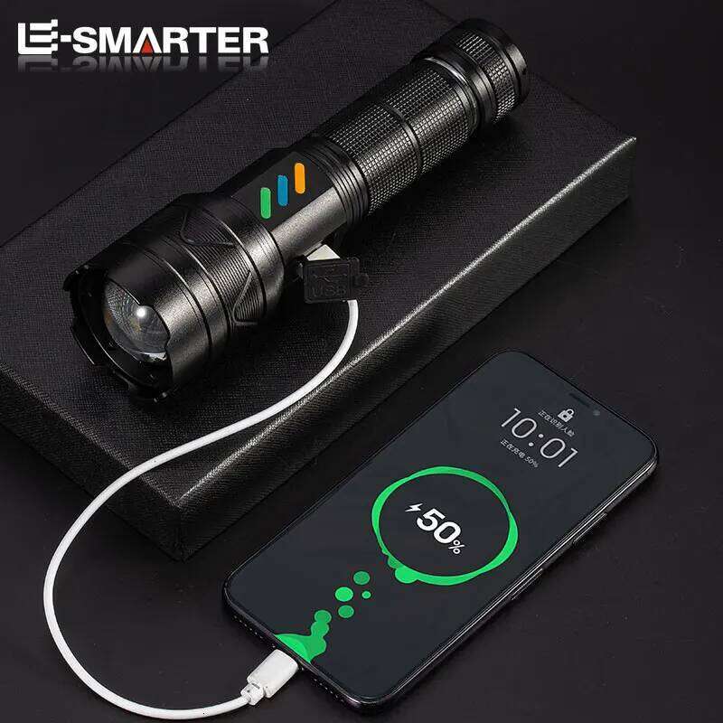 Super Bright Laser Zoomable USB Rechargeable Torch Lamp 5 Lighting Modes Outdoor Adventure Long Range Flashlight Z260121