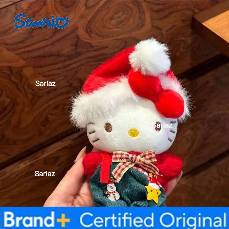 Sanrio Cute Christmas New Year Hellokitty Keychain Dolls Kitty Charms Gift For Women Furry Cat Pendant Collectible Toys H260121