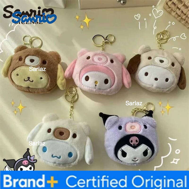 Sanrio Kuromi Plush Keychain Wallet Melody Cinnamoroll Plushies Coin Purse Earphone Organizer Bag Pendant Key Ring Girls Gifts H2601211