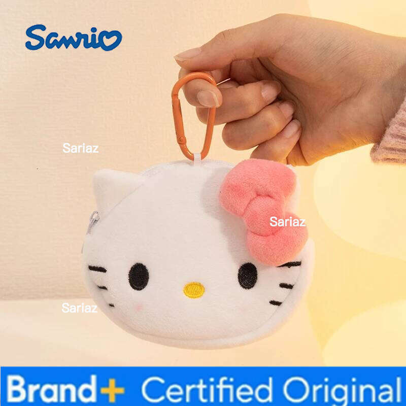 Sanrio Hello Kitty Plush Keychain Wallet Small Charms Kawaii Plushies Coin Bag Key Ring Pendant Doll Kids Birthday Toys Gifts H260121