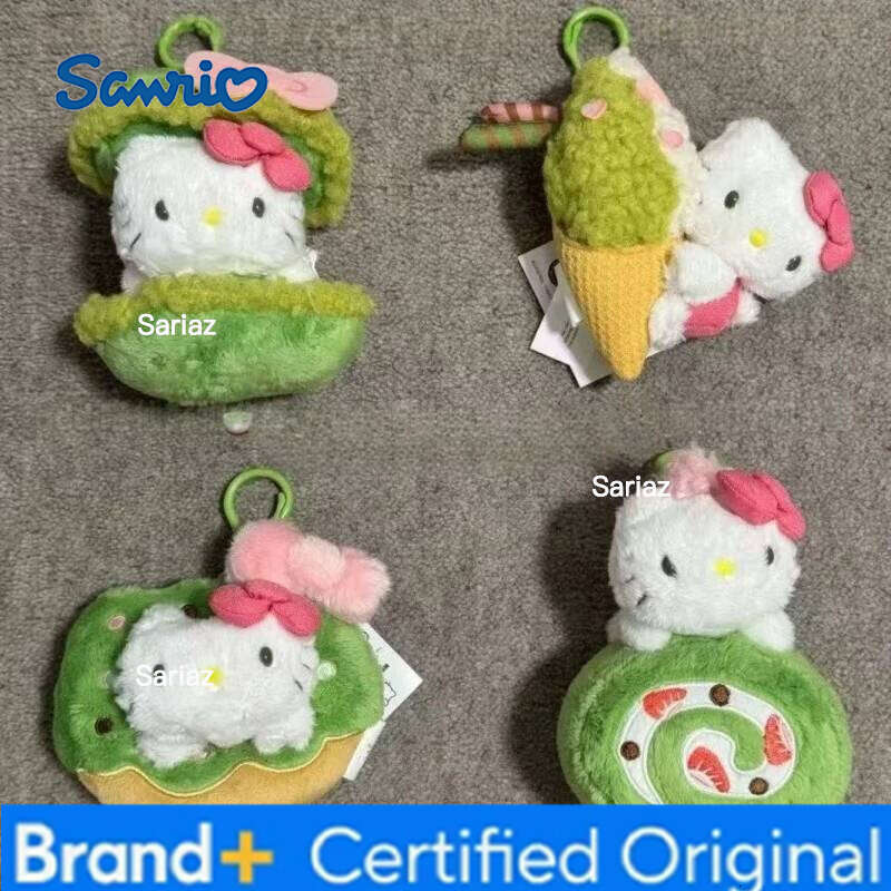 Sanrio NEW Matcha Ice Cream Series Hello Cartoon Creative Plush Toys Pendant Dessert Kitty cat bag Accessories Charm Gift H260121
