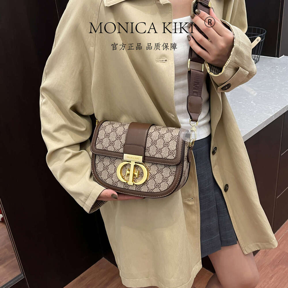 Monica kiki Free shipping Foreign Trade New Versatile Vintage Floral Texture Wide Strap Single Shoulder Crossbody Small Square Bag