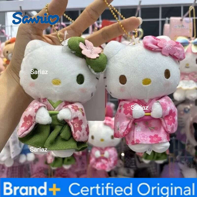 Sanrio Japanese Kimono Cherry Blossom Hello Kitty Plush Doll Trendy Toy Backpack Decoration Accessories Keychain Girl Surprise Gift H260121
