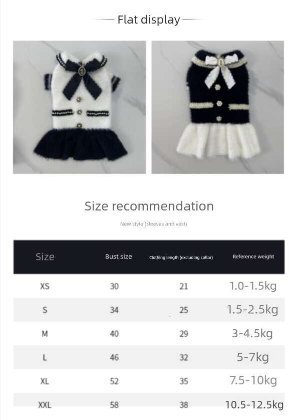 Luxury Sweater Dress with Bowtie, Mink Fur Fabric Dog Turtleneck Pullover Knitwear Puppy Girls Cold Weather Sweater, Suitable for Small Dogs Puppies