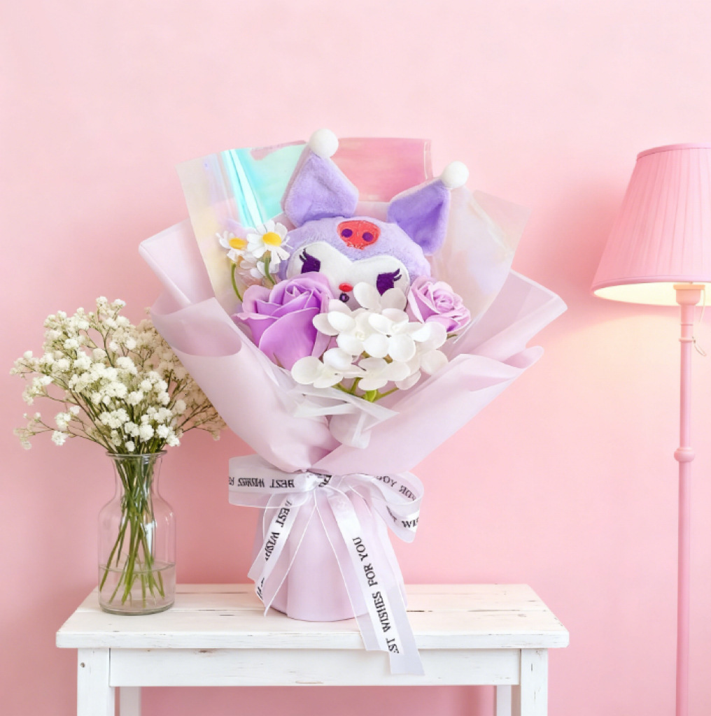 Cartoon Rabbit Dog Plush Toy Creative Flower Graduation Bouquet Home Decoration Valentine's Day Christmas Graduation Gift 220601