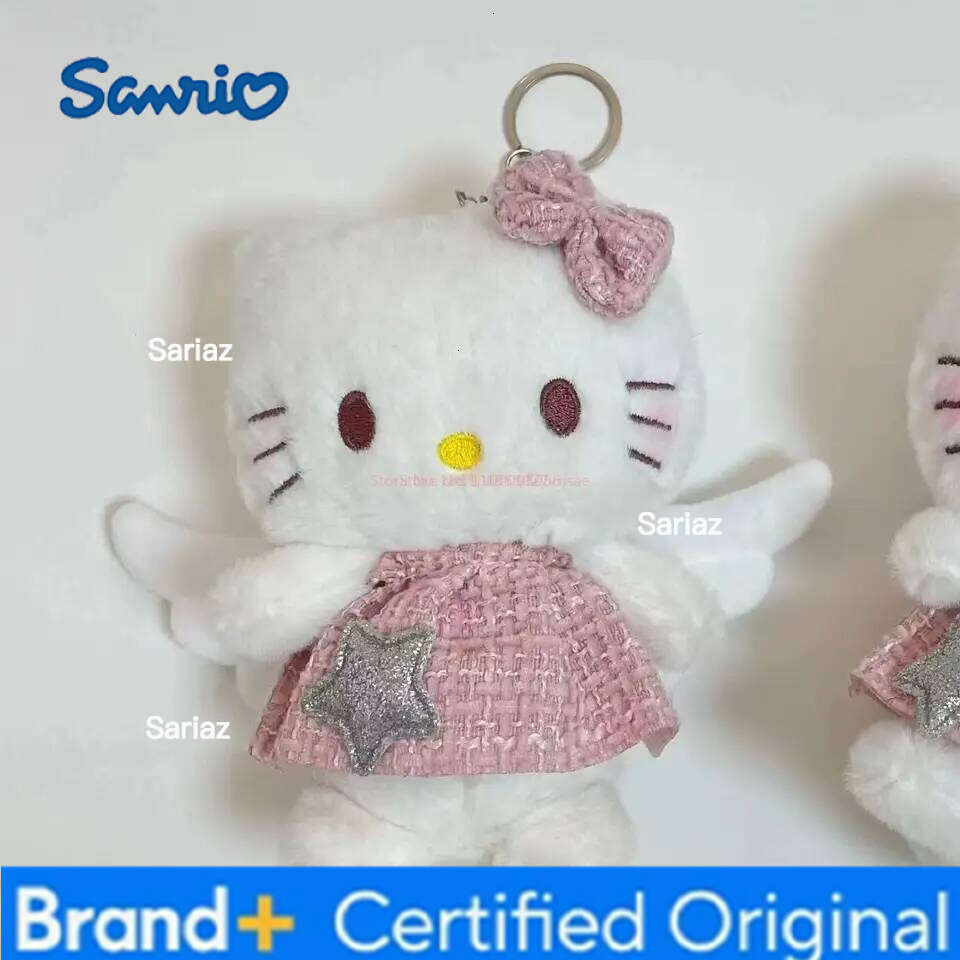 Sanrio Cute Plush Angel Hello Kitty Wing Skirt Bag Keychain Girlfriends Schoolbag Girl Birthday Gift Pendant H260121