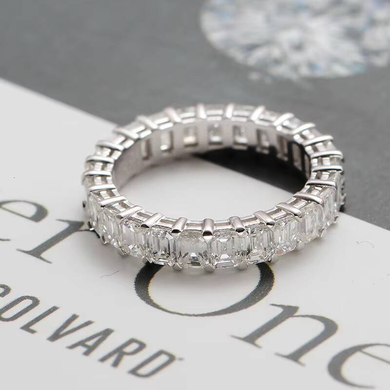 MaiYi Custom 9K/10K/14K/18K Gold Real Lab Grown Diamond Ring Tennis Ring Baguette Ring for Engagement Wedding