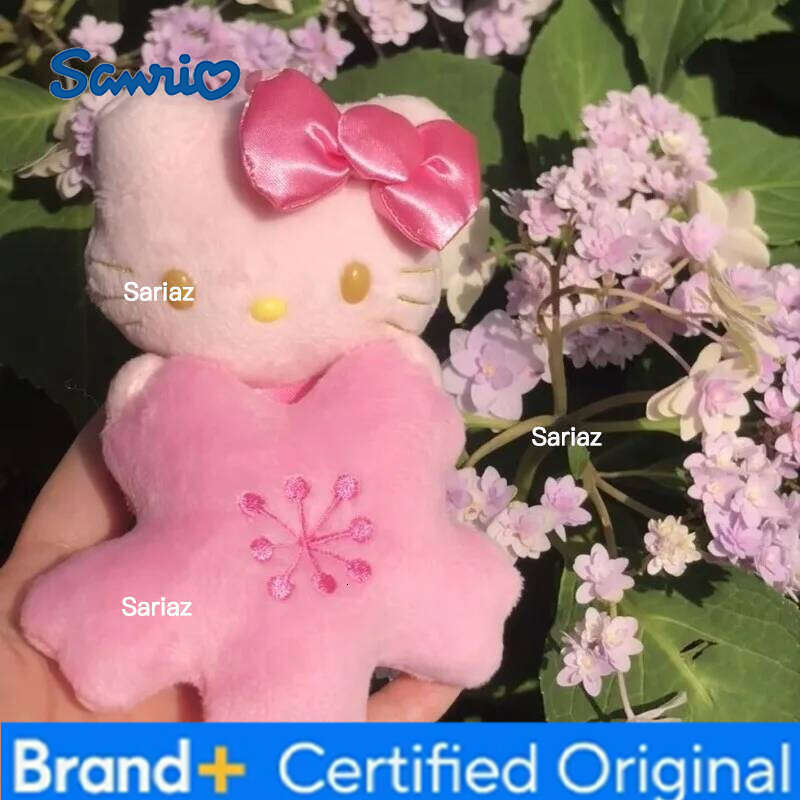 Sanrio s Black Skin Cherry Blossom Series Doll Sakura Hello Kitty Plush Toys Kawaii Keychain Backpack Pendant gift H260121