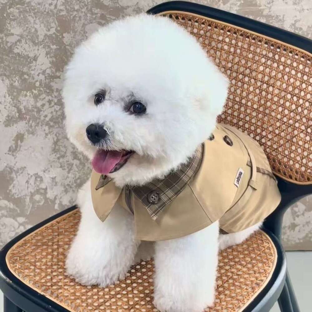 Designer Clothes Classics Lapel Striped Grid Puppy Windbreaker, Luxury Lightweight Dog Jacket for Westie Maltese Poodle Yorkshire Terrier British Styl