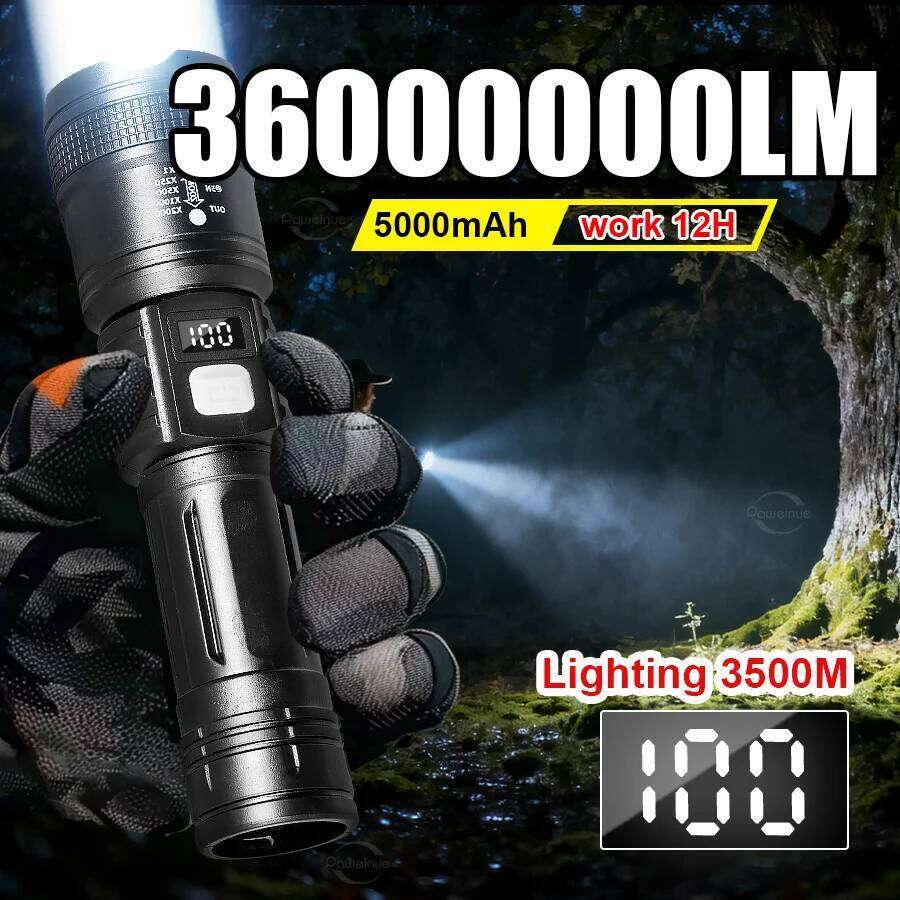 Super XHP120 Powerful Led High Power Zoom Long Range Torch Light Rechargeable Flashlight TYPE-C Camping Lamp Z260121