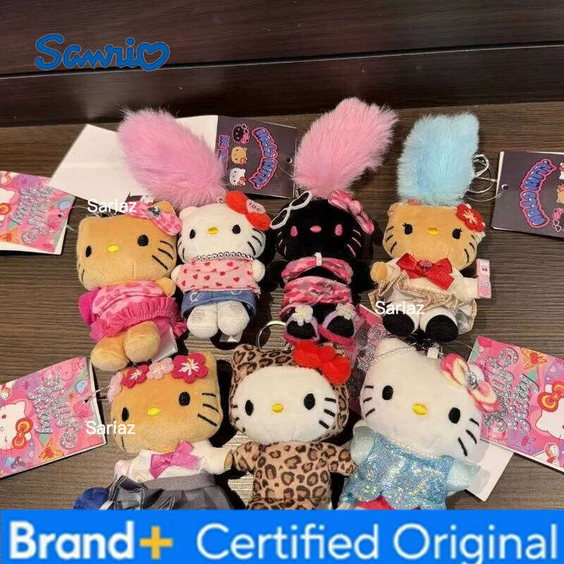 Sanrio Pink Leopard Print Bikini Dark Skin kitten Dolls Keychains Cartoon JK Uniform Kitty Plush Accessories Bag Pendant H260121