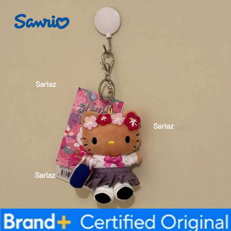 Sanrio Pink Leopard Print Bikini Dark Skin kitten Dolls Keychains Cartoon JK Uniform Kitty Plush Accessories Bag Pendant H260121
