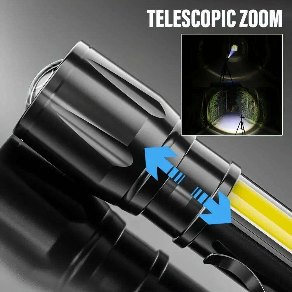 Mini LED COB+XPE Portable Torch USB Charging Camping Lantern Zoomable Focus Light Tactical Flashlight with Pen Clip Z260121