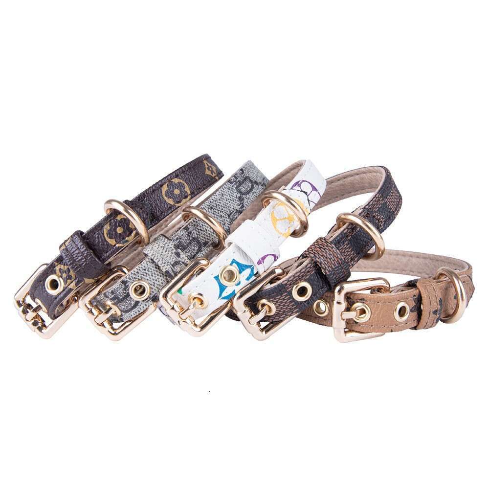 Pet Collars Fashion Casual Adjustable PU Leather Strap with Designer Letters Pattern for Dogs Cats Outdoor Home Use Decoration Toys and Carry Scenario