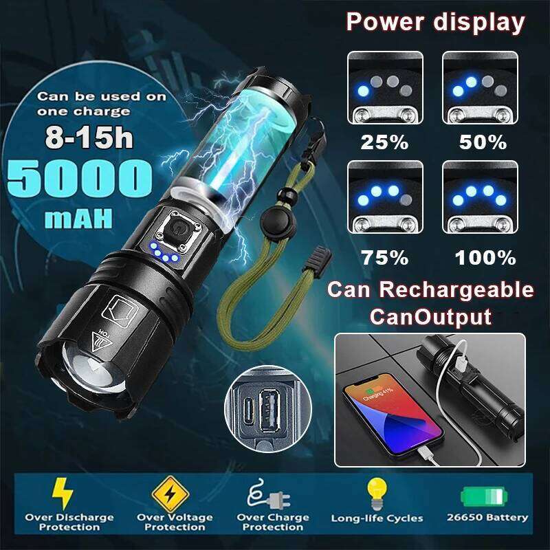 Most Powerful LED USB Rechargeable Torch Light High Power Flashlight Tactical Lantern Long Shot Hand Lamp For Camping Z260121