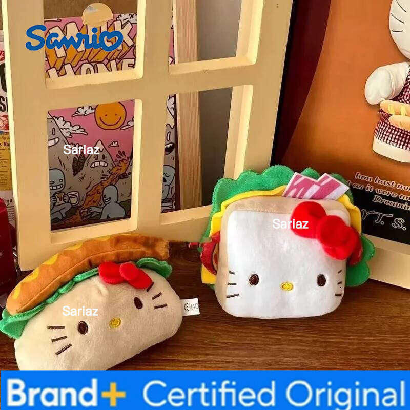 Sanrio Kawaii Animated Cartoon Sandwich Shaped Plush Toy Backpack Pendant Hot Dog Toast Key Chain Cute Creative Decoration Girl Gift H260121