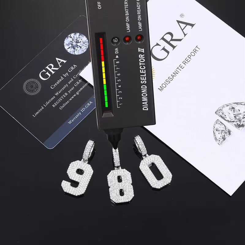 0-9 Lucky Numbers Pendant Silver 925 With Moissanite Charms Jewelry for Women Men 18k Gold Jewelry Accessories Mens Jewelry