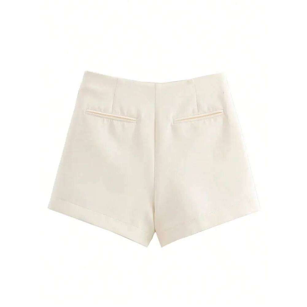 HH Women Elegant Beige Casual High Waist Slim Mini Skirts Side Zipper Summer Office Lady Chic Shorts