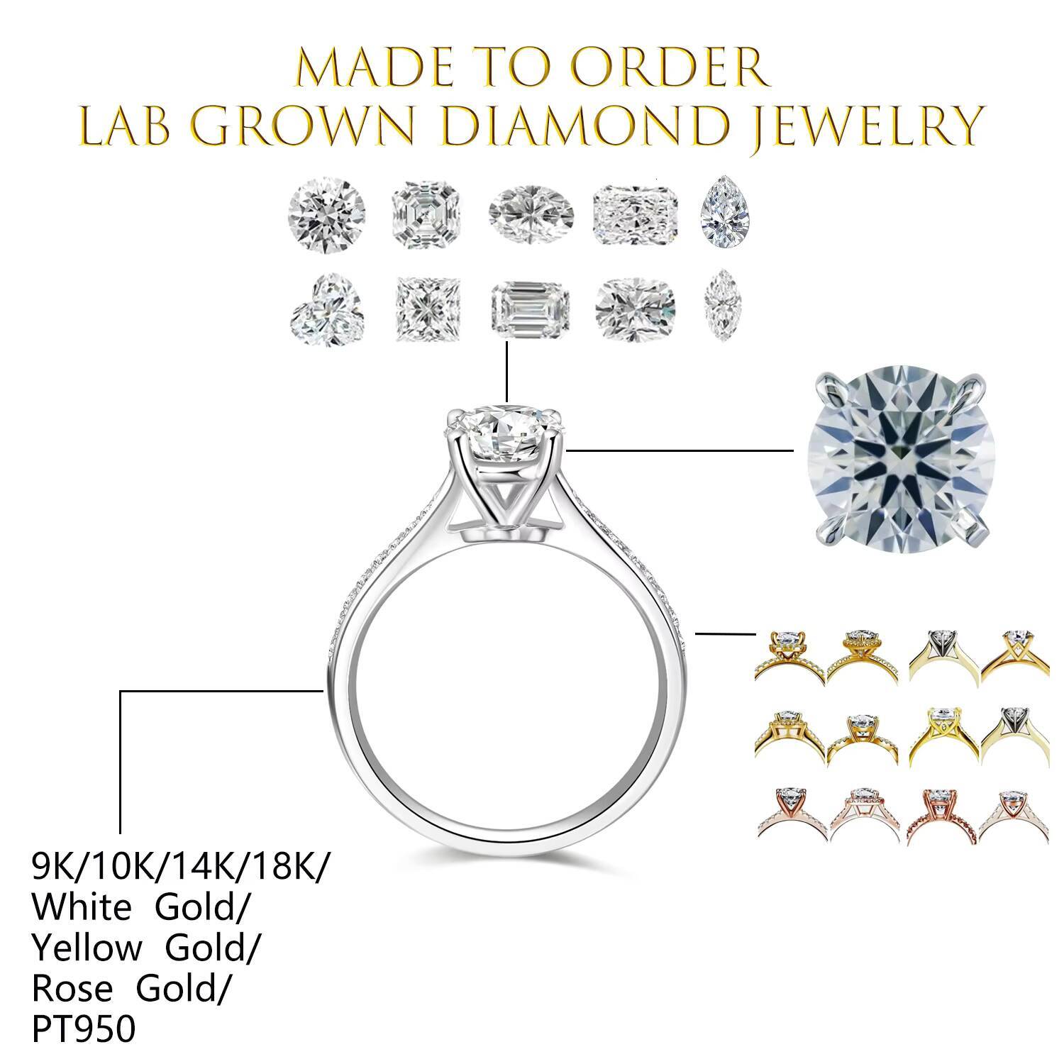 14K Gold Each 02ct Round Brilliant Cut DE-VVS-VS Lab Grown Diamond Wedding Ring with Lab CVD Diamond Direct Source Factory
