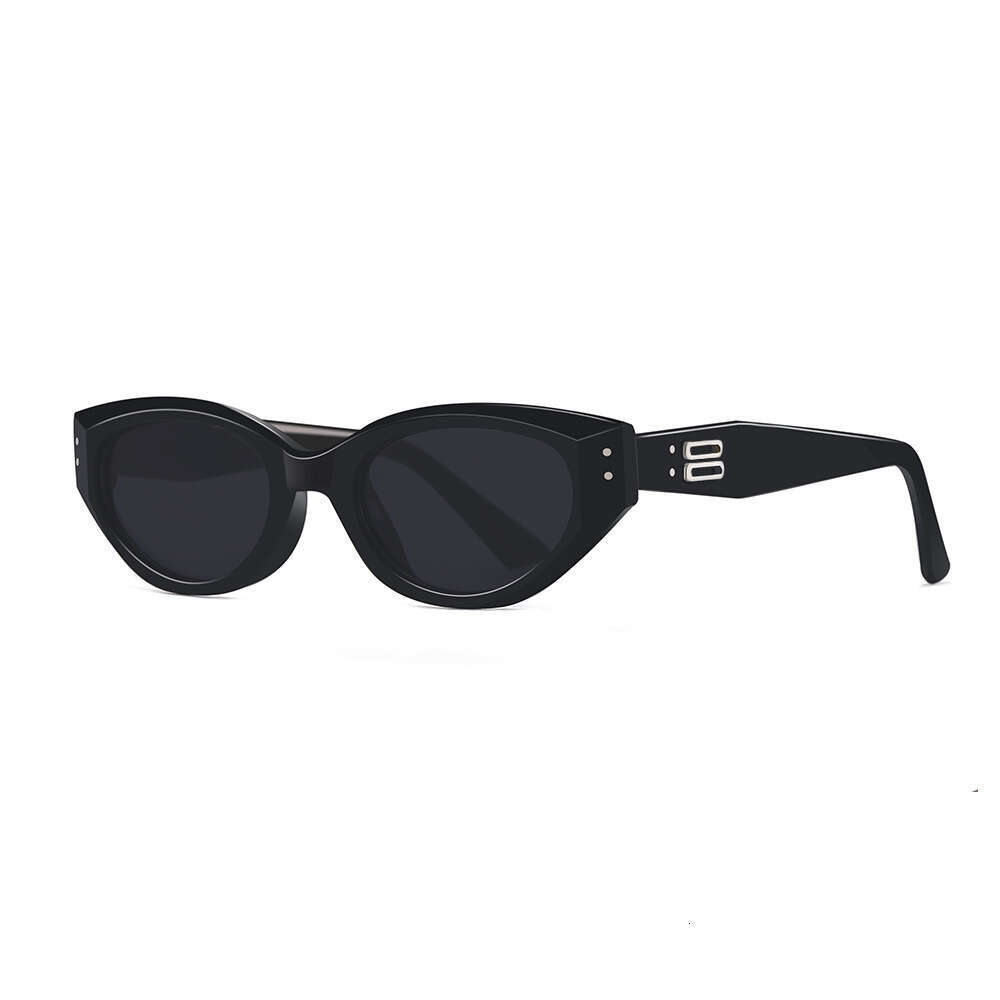 Women Sunglasses Retro Cat Eye Small Frame Sunglasses Transparent Grey High-End European American Style Eyewear