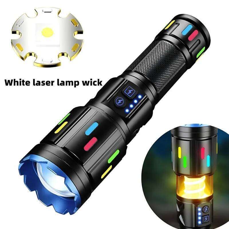 Super Bright White Laser LEDFlashlight Zoomable COB Fluorescent Strip Torch Power Bank Camping Lantern Outdoor Hiking Fishing Z260121