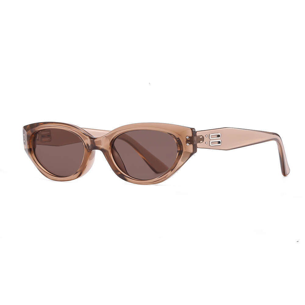 Women Sunglasses Retro Cat Eye Small Frame Sunglasses Transparent Grey High-End European American Style Eyewear