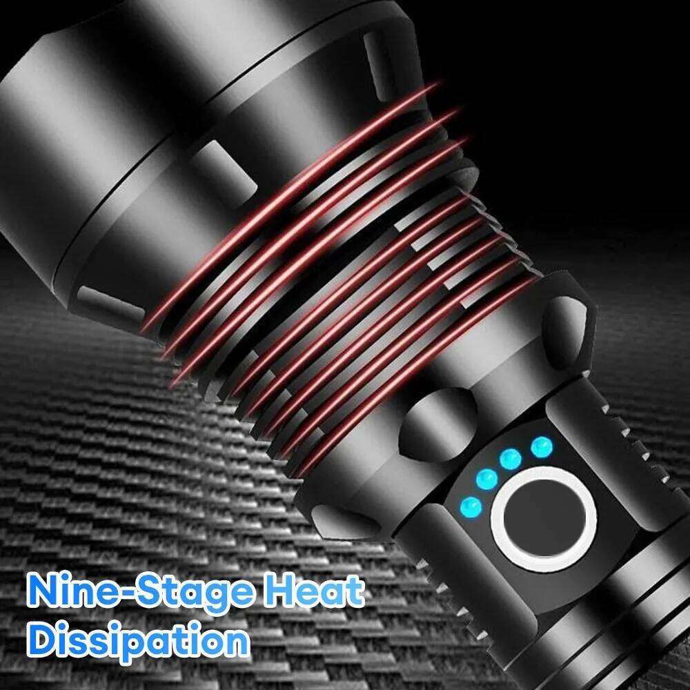 High Power LED Flashlight Super Bright Lantern Zoom Tactical Torch USB Rechargeable Powerful Hand Lamp Camping Outdoor Fishing Z260121