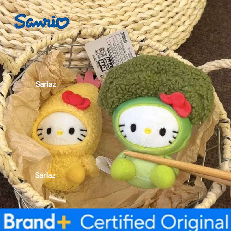 Sanrio Hellokitty Keychains Cute Leopard Print Design Creative Broccoli Cat Doll Bags Decorations For Christmas Souvenir Gifts H260121