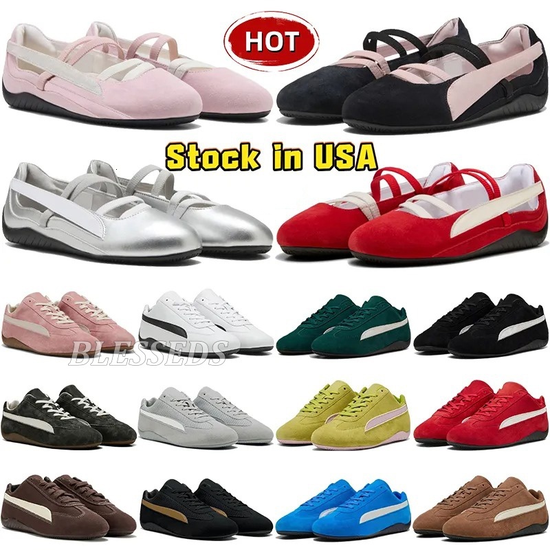 Designer Ballet slippers women casual Speedcats Ballet shoes men summer Driving shoes Suede sneaker ladies dancing shoes Silver Black Germany Bella leather shoe