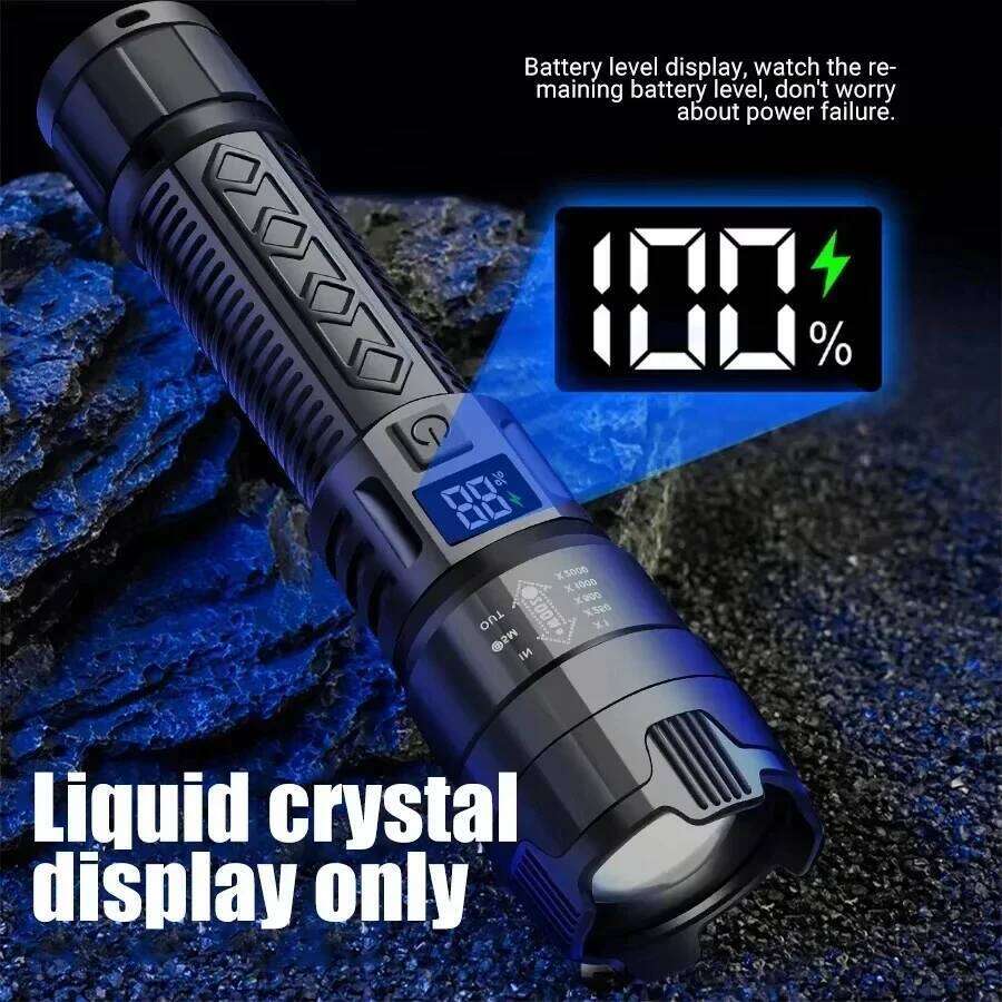 1000LM Ultra Bright LED Flashlight Type-C Rechargeable Long Range Zoom Tactical Torch Outdoor Emergency Camping Fishing Lantern Z260121