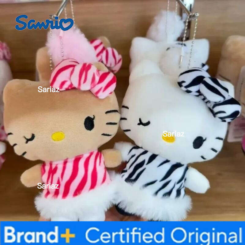 Sanrio NEW Avail Hello bikini long tail Plush kawaii leopard zebra print kt doll pendant Kitty cat Stuffed Toy Bag charm H260121