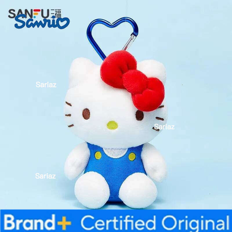 Sanrio Genuine Hello Kitty Cute Blue Keychain Car School bag Pendant Kids Plush Toys Keyring Plushier Birthday Thanksgiving Gift H260121