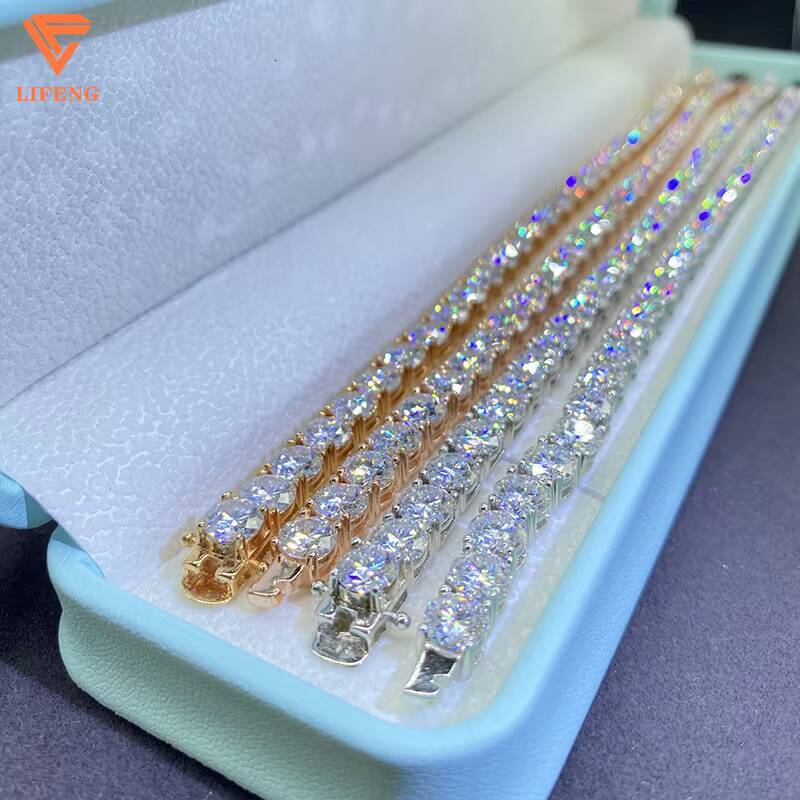 925 Sterling SIlver Moissanite Bracelet 3MM/4MM/5MM/6MM/8MM Iced VVS Moissanite Tennis Link Chain Men Women Bracelet