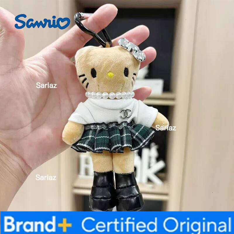 Sanrio HelloKitty Plush Cartoon Long Leg Dress up Kitty Doll Student Bag Keychain Girlfriend Car Pendant H260121