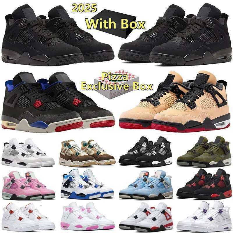 With Box Designer Shoes 4 4s Sports Sneakers Men Pizza Black Cat White Cement Thunder Denim Forget Me Not Bred Reimagined Cave Stone Womens