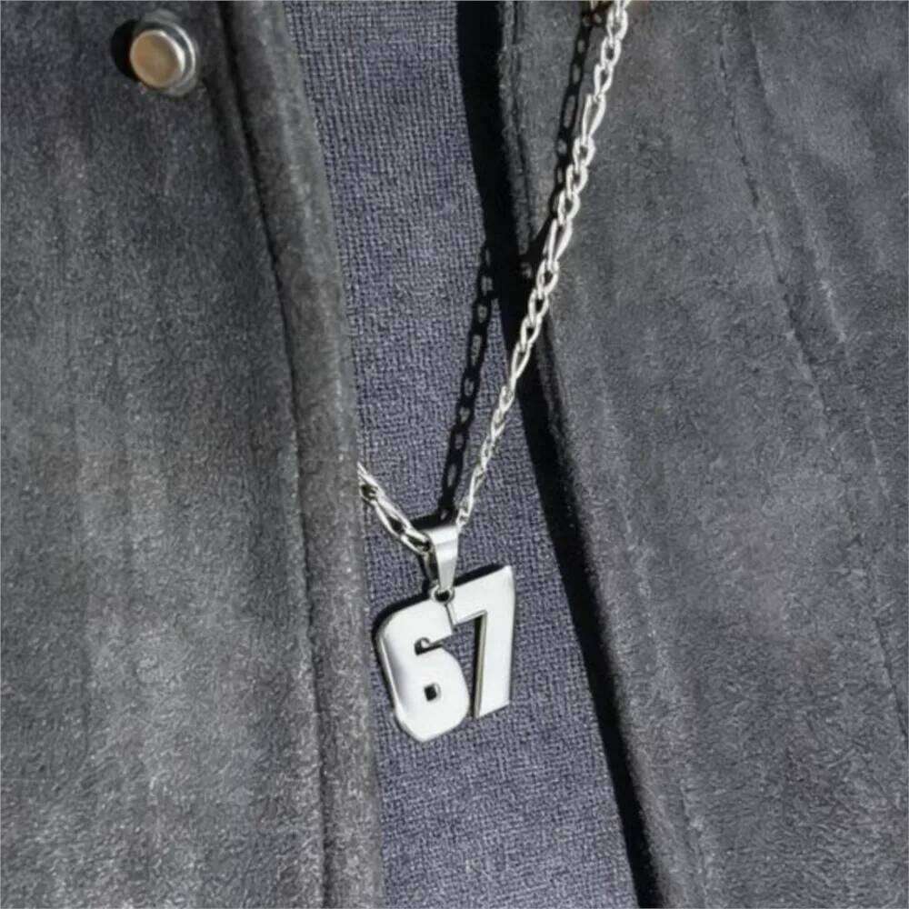 Minimalist Stainless Steel 67 Pendant Necklace for Women Men Lucky Number Trend Chain Party Jewelry Gifts 26W0121