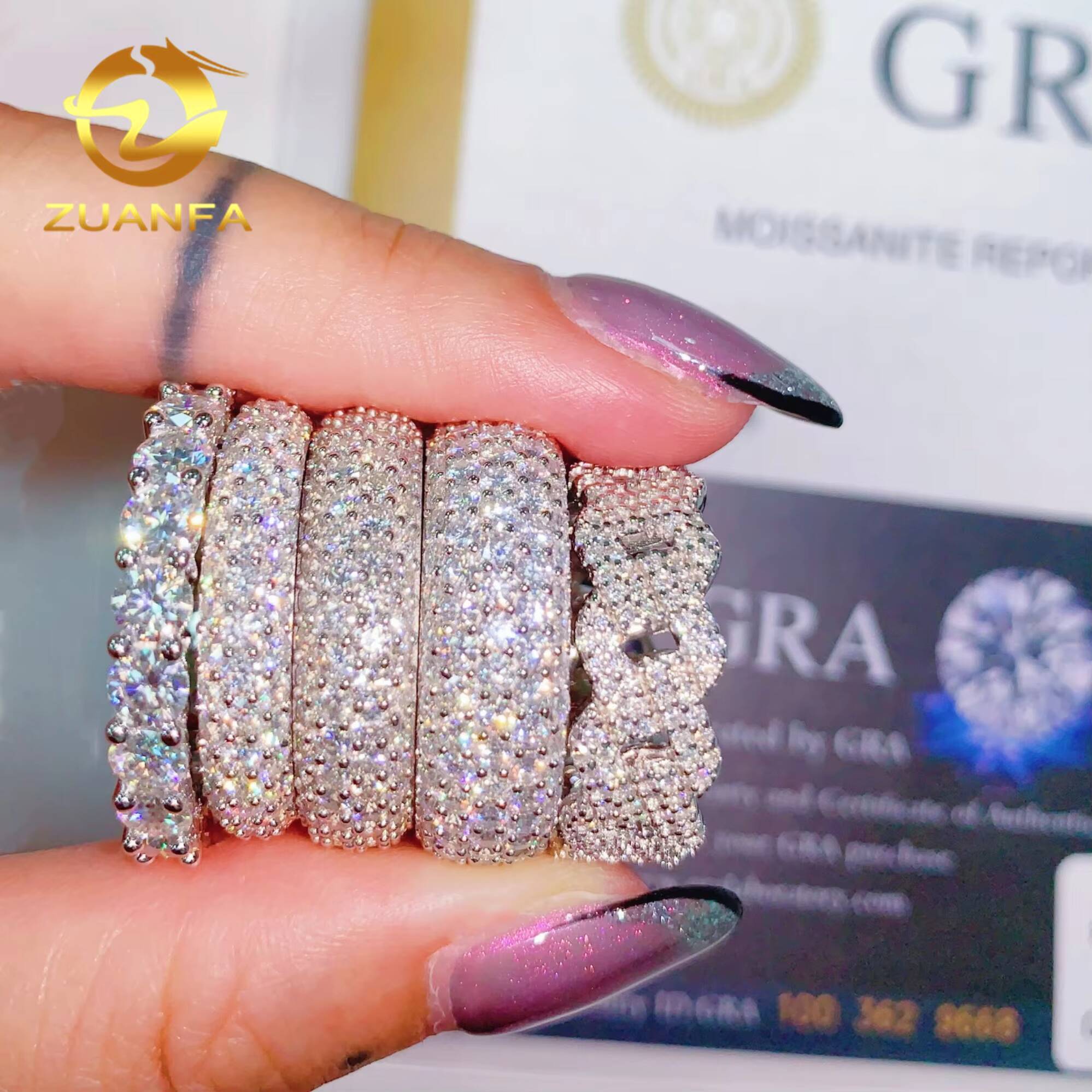 1 to 5 Row Full Eternity Ring Collection Bubble Band Ring GRA 925 Moissanite Ring Iced Out Men Diamond Ring Iced Out Jewelry