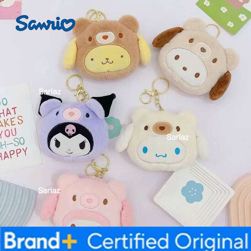 Sanrio Kuromi Plush Keychain Wallet Melody Cinnamoroll Plushies Coin Purse Earphone Organizer Bag Pendant Key Ring Girls Gifts H260121
