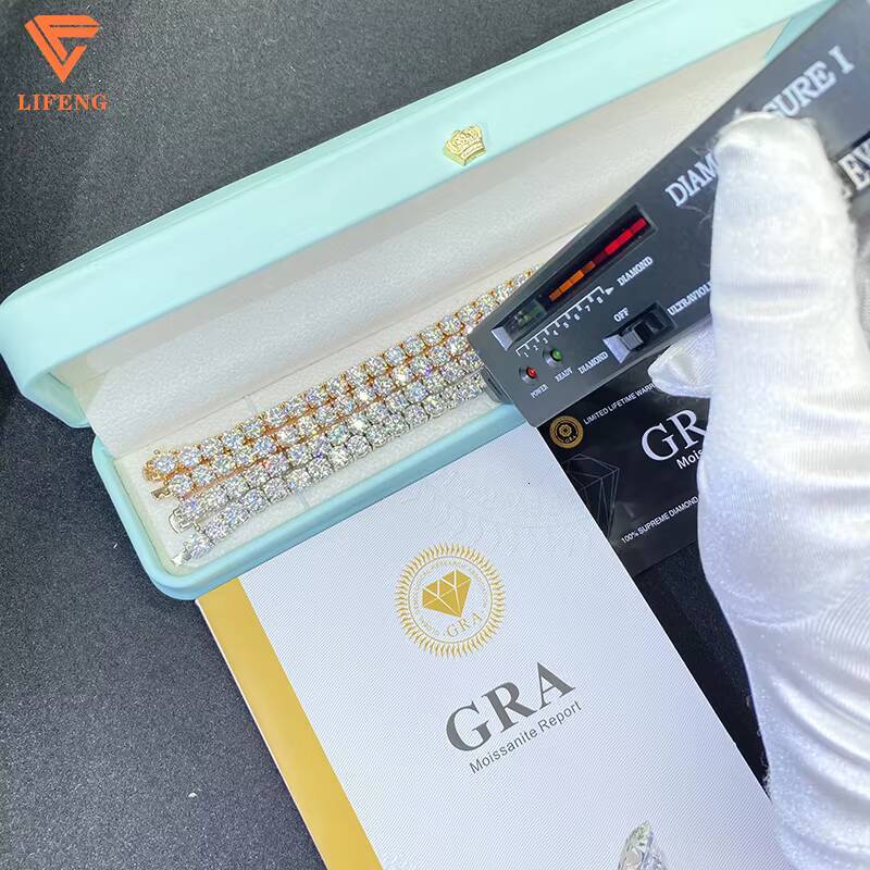 925 Sterling SIlver Moissanite Bracelet 3MM/4MM/5MM/6MM/8MM Iced VVS Moissanite Tennis Link Chain Men Women Bracelet