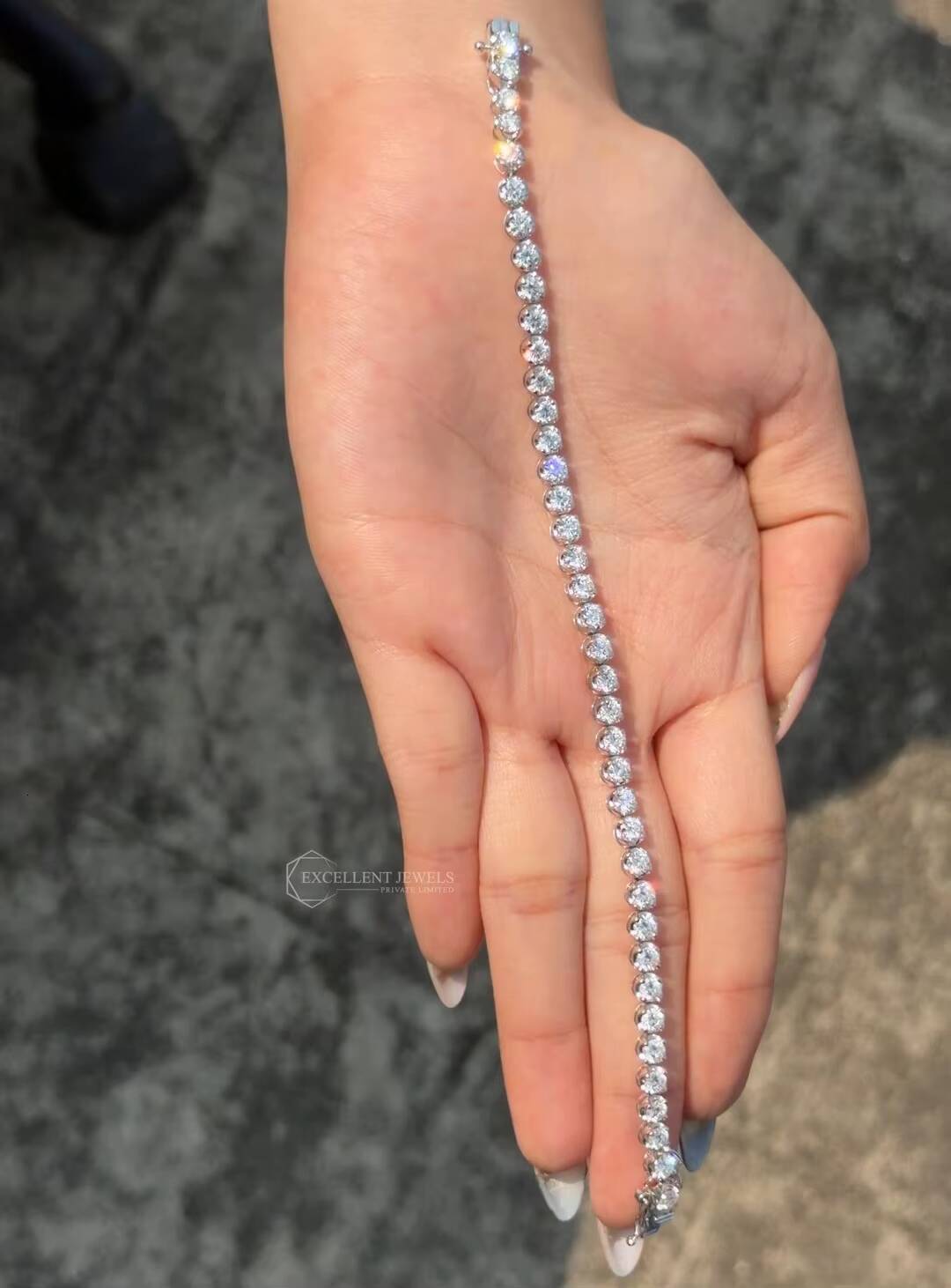 IGI Ct Round-Cut Diamond Tennis Bracelet Custom Luxury Jewelry 14K Solid White Gold Lab Grown HPHT High-grade Cute Unisex
