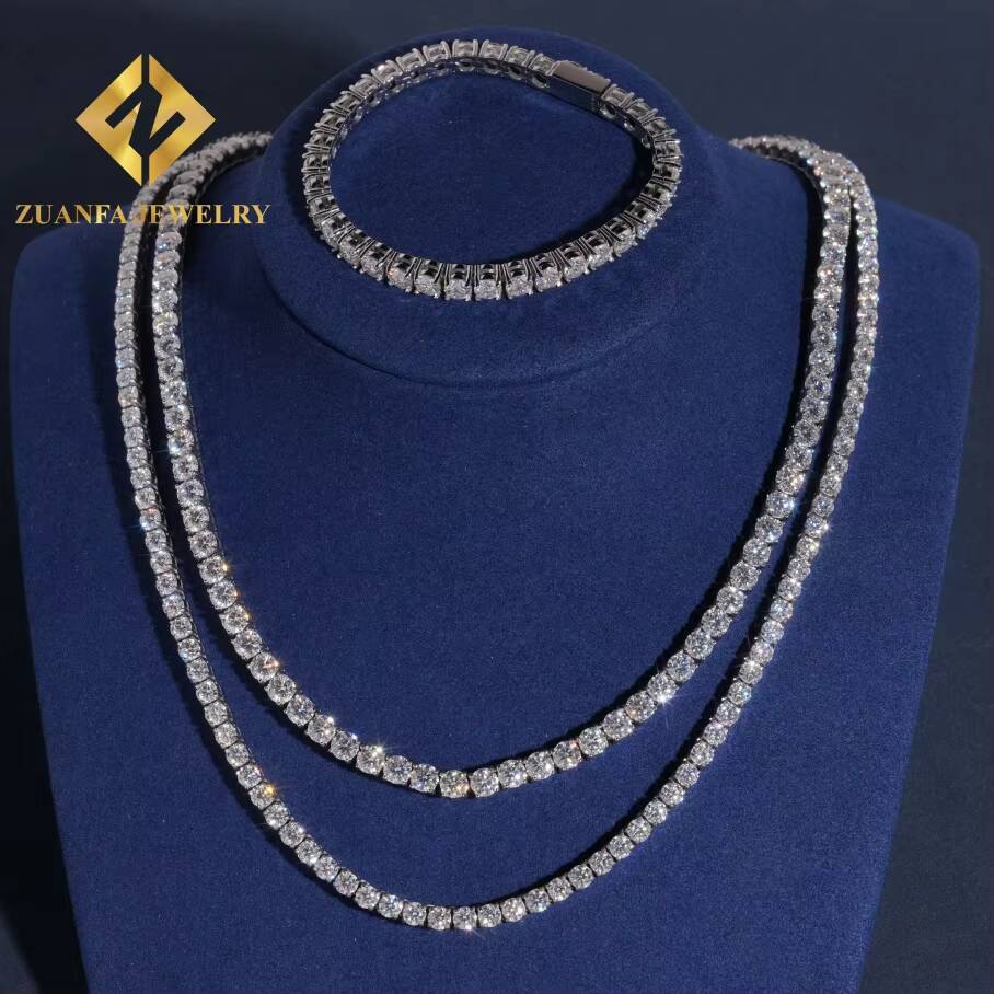 Hot Sale No Tarnish 316L Stainless Steel 4mm Moissanite Diamond Pass Diamond Tester Tennis Chain Bracelet