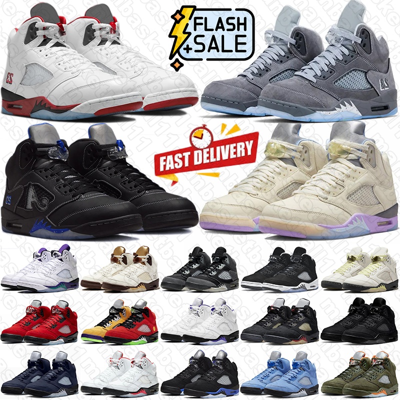 free shipping jump mans 5 5s basketball shoes designer sneakers for women mens trainers Fire Red Black Cat Racer Blue Metallic UNC Oreo men outdoor sports