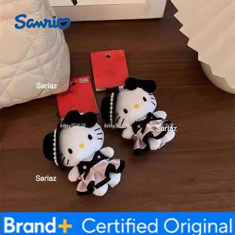 Sanrio Plush Filled Keychain Kawaii Hat Exquisite Dolls Hello Kitty Satin Skirt Bag Pendant A Birthday Gift for Girls H260121