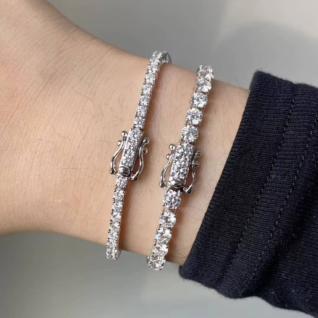 Provence Gems 14K 18K Pass Tester 25MM 3MM 35MM 4MM Round Brilliant Lab Grown Diamond Tennis Bracelet