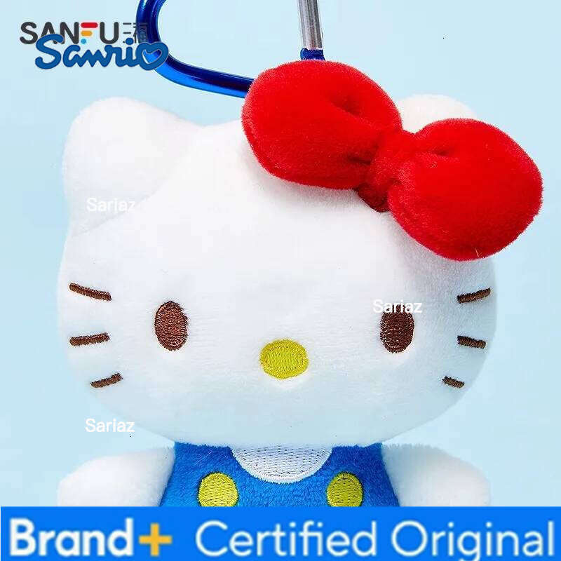 Sanrio Genuine Hello Kitty Cute Blue Keychain Car School bag Pendant Kids Plush Toys Keyring Plushier Birthday Thanksgiving Gift H260121