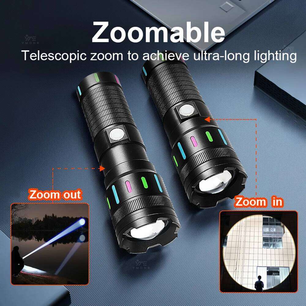 Powerful Flashlight Aluminum alloy USB Rechargeable LED Flashlights 18650 Tactical Light Waterproof Zoom Torch Camping Emergency Z260121