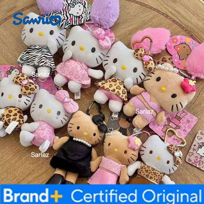 Sanrio NEW styles Hello Kitty black leopard Plush Keychain Toy Kitten Anime Stuffed Animals Pendant Girly Bag Charm H260121