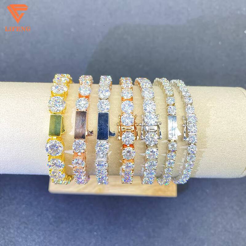 925 Sterling SIlver Moissanite Bracelet 3MM/4MM/5MM/6MM/8MM Iced VVS Moissanite Tennis Link Chain Men Women Bracelet