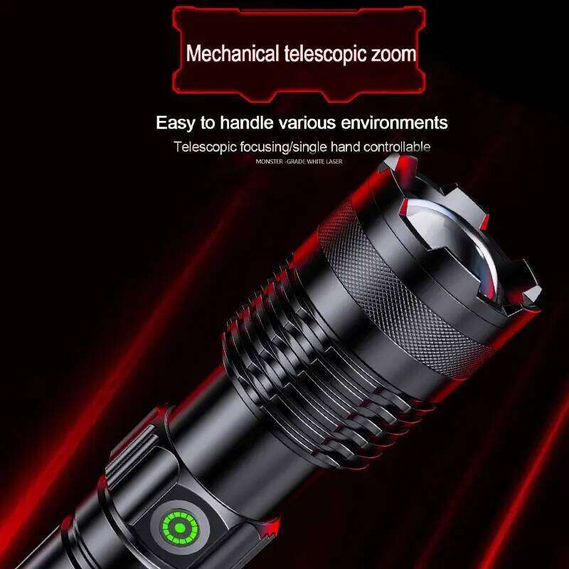 LED Laser Flashlight Rechargeable Telescopic Zoom Tactical Torches Super Bright Camping Hiking Emergency Handheld Flash Light Z260121