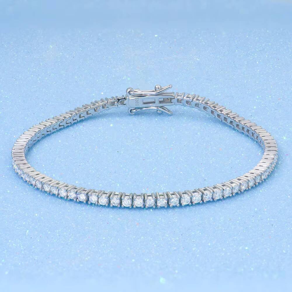 Factory wholesale S925 Silver Full Inlaid Moissanite Tennis Bracelet Full Diamond chilled Jewelry VVS Chain Bracelet Gift